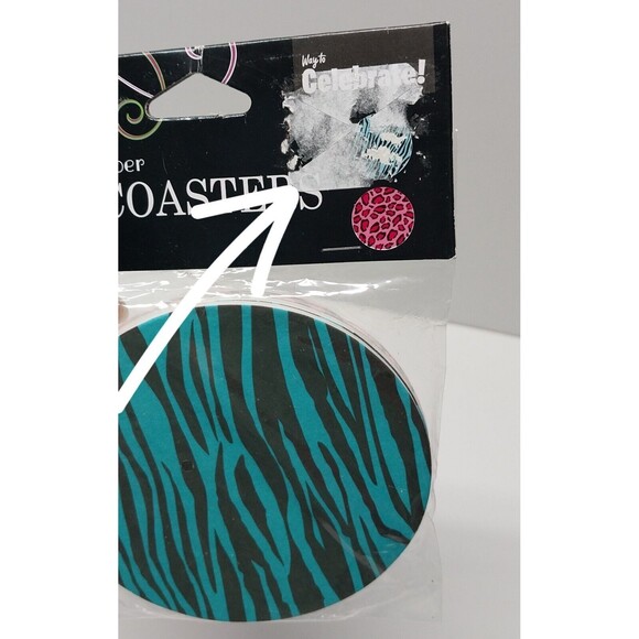 Brand New Paper Cardboard Drink Coasters 10 Pack Blue Tiger Pink Leopard 4" - Picture 3 of 6